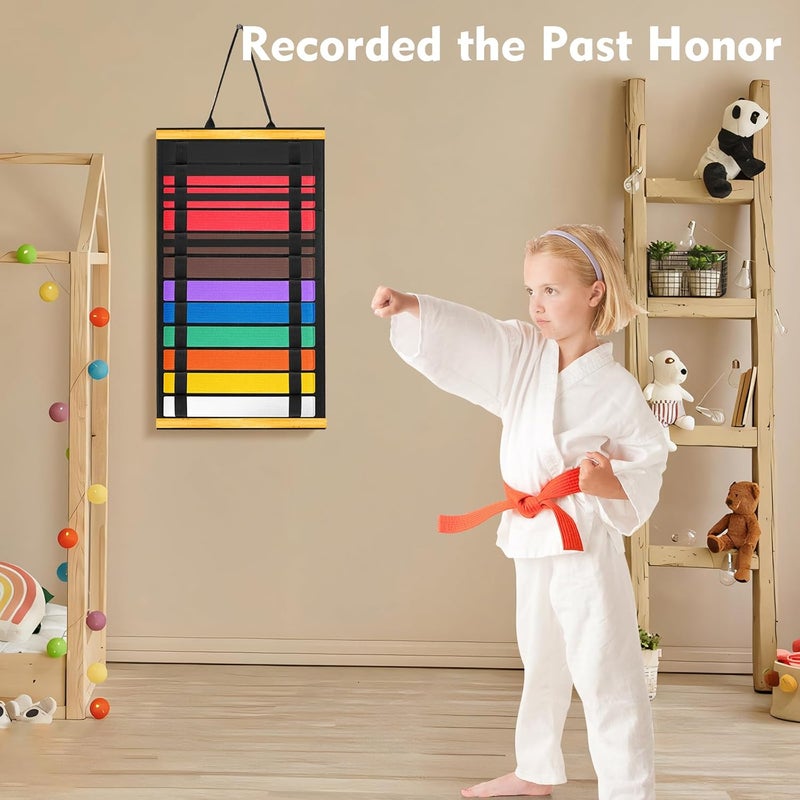 Famaster Wooden Karate & Taekwondo Belt Display Rack - Celebrate Beginners'Journey - A Meaningful Gift of Effort and Perseverance - Image 4